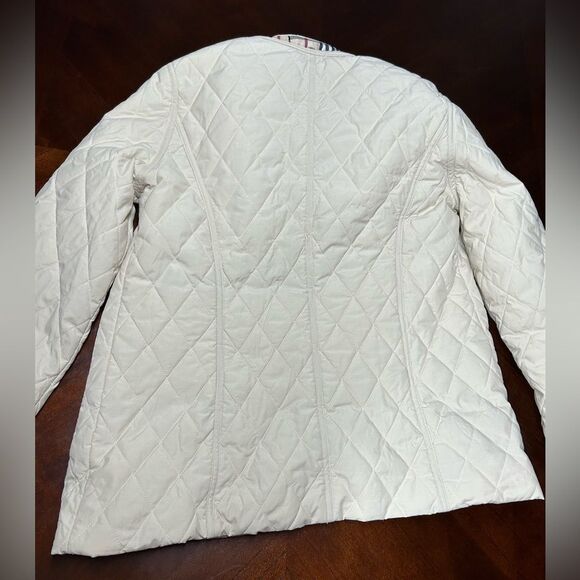 Cream Quilted Hooded Jacket women size 90 - Picture 6 of 8